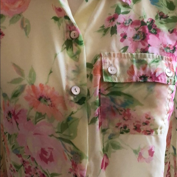 Light Yellow Floral Sheer Blouse - Size Small - Picture 2 of 6